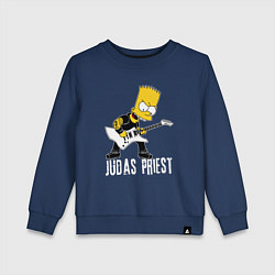 Свитшот хлопковый детский Judas Priest Барт Симпсон рокер, цвет: тёмно-синий