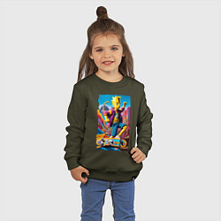 Свитшот хлопковый детский Барт Симпсон скейтбордист - фантазия, цвет: хаки — фото 2