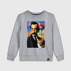 Свитшот хлопковый детский Salvador Dali and cat, цвет: меланж