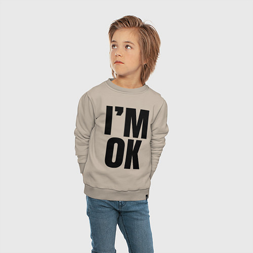 Детский свитшот Im ok: большая надпись / Миндальный – фото 4