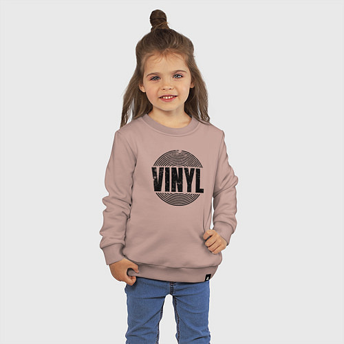 Детский свитшот Vinyl надпись с пластинкой / Пыльно-розовый – фото 3