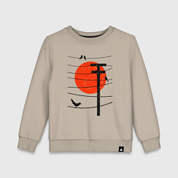 Свитшот хлопковый детский Птицы на проводах и солнце, цвет: миндальный