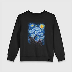 Свитшот хлопковый детский Звёздная ночь и космонавт, цвет: черный