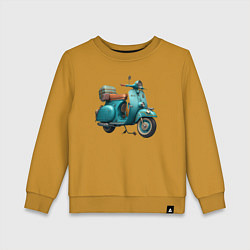 Свитшот хлопковый детский Ретро скутер, цвет: горчичный