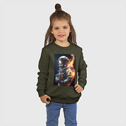 Свитшот хлопковый детский Астронавт покоряющий просторы вселенной, цвет: хаки — фото 2