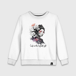 Свитшот хлопковый детский Девушка в стиле тату Ирезуми, цвет: белый
