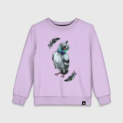 Свитшот хлопковый детский Чокнутый голубь, цвет: лаванда