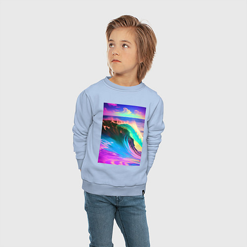 Детский свитшот Неоновая волна - тихий океан / Мягкое небо – фото 4
