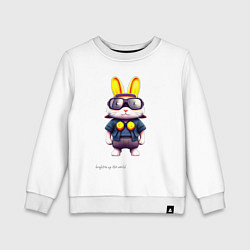 Свитшот хлопковый детский Модный мультяшный заяц, цвет: белый