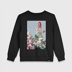 Свитшот хлопковый детский Девушка с хамелеоном, цвет: черный