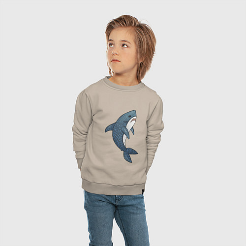 Детский свитшот Недовольная плюшевая акула / Миндальный – фото 4