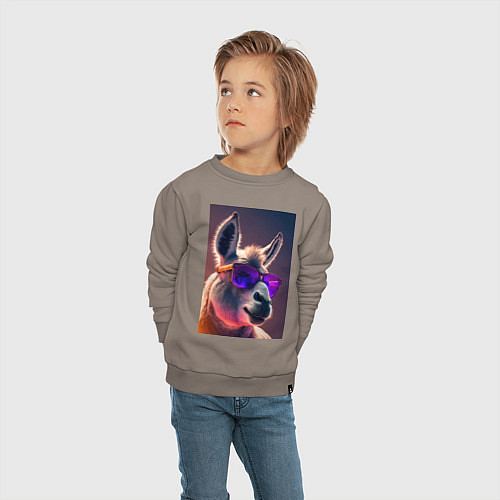 Детский свитшот Лама в очках / Утренний латте – фото 4