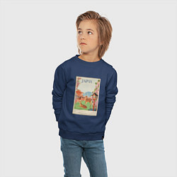 Свитшот хлопковый детский Японский винтаж с оленями, цвет: тёмно-синий — фото 2