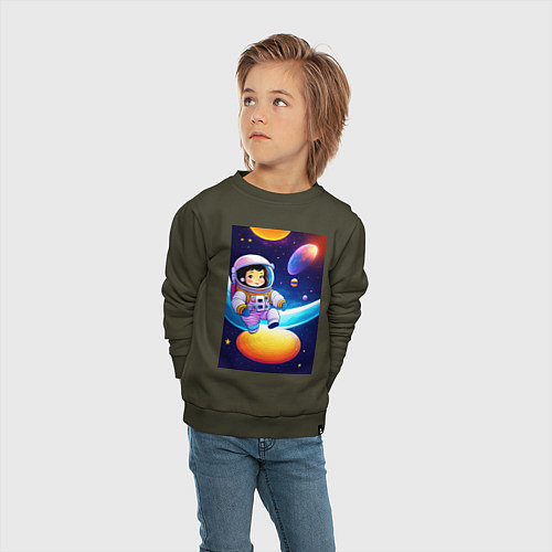 Детский свитшот Мультяшный астронавт / Хаки – фото 4