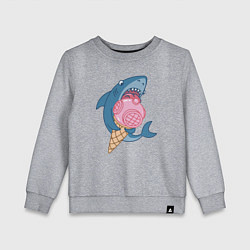 Свитшот хлопковый детский Акула с мороженым, цвет: меланж
