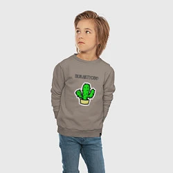 Свитшот хлопковый детский Зеленый кактус, цвет: утренний латте — фото 2