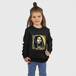 Свитшот хлопковый детский Прекрасный Граффити Портрет Боб Марли, цвет: черный — фото 2