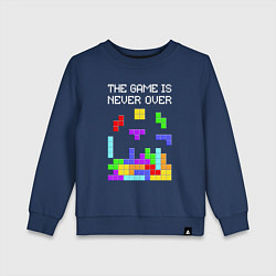 Свитшот хлопковый детский Tetris - the game is never over, цвет: тёмно-синий