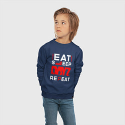 Свитшот хлопковый детский Надпись eat sleep DayZ repeat, цвет: тёмно-синий — фото 2