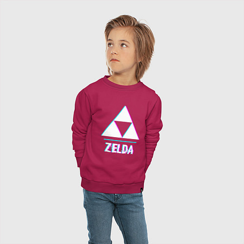 Детский свитшот Zelda в стиле glitch и баги графики / Маджента – фото 4