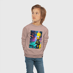 Свитшот хлопковый детский Bart Simpson - urban fantasy, цвет: пыльно-розовый — фото 2