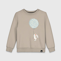 Свитшот хлопковый детский Милый кролик с шариком в цветочек, цвет: миндальный