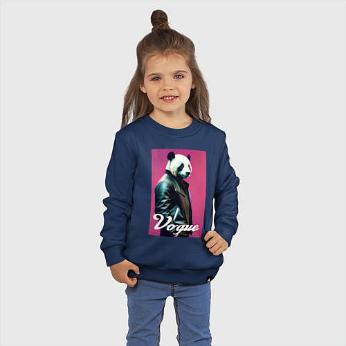 Детский свитшот Панда - модный чувак / Тёмно-синий – фото 3