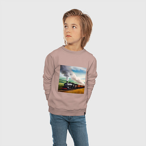 Детский свитшот Ретро поезд / Пыльно-розовый – фото 4
