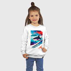 Свитшот хлопковый детский Shark - watercolor - art, цвет: белый — фото 2