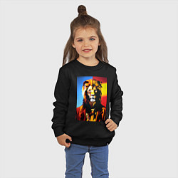 Свитшот хлопковый детский Модный лев - нейросеть - мода, цвет: черный — фото 2