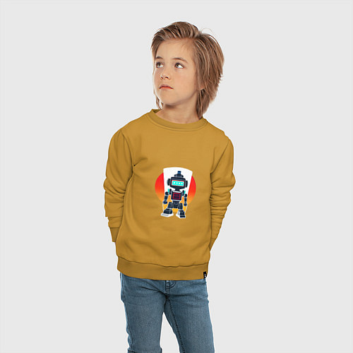 Детский свитшот Ретро робот-андроид / Горчичный – фото 4