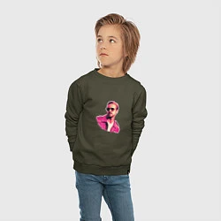 Свитшот хлопковый детский Райан Гослинг розовый арт, цвет: хаки — фото 2
