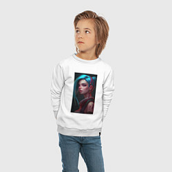 Свитшот хлопковый детский Jinx art Arcane League of Legends, цвет: белый — фото 2