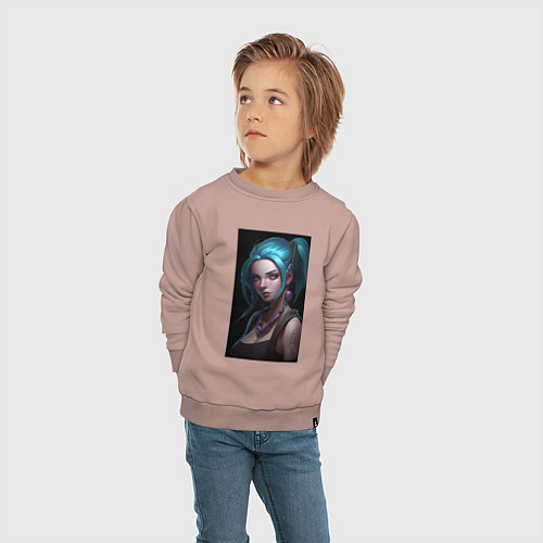 Детский свитшот Jinx art Arcane League of Legends / Пыльно-розовый – фото 4