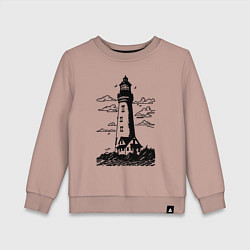 Свитшот хлопковый детский Маяк рисунок, цвет: пыльно-розовый