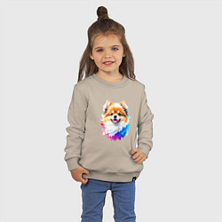 Свитшот хлопковый детский Собачка цветная милая, цвет: миндальный — фото 2