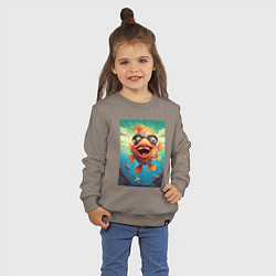 Свитшот хлопковый детский Карп в солнечных очках, цвет: утренний латте — фото 2