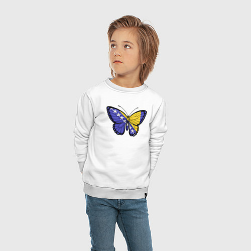 Детский свитшот Бабочка Босния и Герцеговина / Белый – фото 4