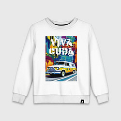 Свитшот хлопковый детский Viva Cuba - car - retro, цвет: белый