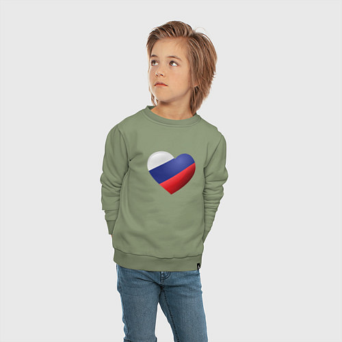 Детский свитшот Флаг России в сердце / Авокадо – фото 4