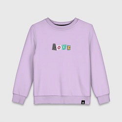 Свитшот хлопковый детский Love из вырезанных букв, цвет: лаванда