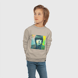 Свитшот хлопковый детский Brian Jones Pop Glitch Art, цвет: миндальный — фото 2