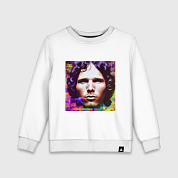 Свитшот хлопковый детский Jim Morrison Glitch 25 Digital Art, цвет: белый