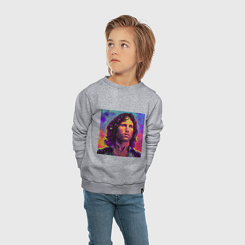 Детский свитшот Jim Morrison Strange colors Art / Меланж – фото 4