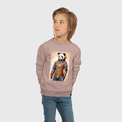 Свитшот хлопковый детский Cool panda - steampunk - neural network, цвет: пыльно-розовый — фото 2