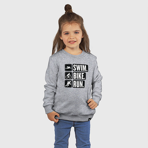 Детский свитшот Swim bike run / Меланж – фото 3