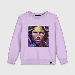 Свитшот хлопковый детский Jim Morrison neon portrait art, цвет: лаванда