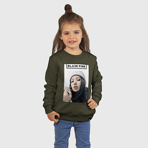 Детский свитшот Джису блэкпинк / Хаки – фото 3