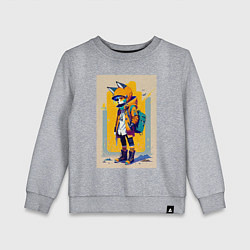 Свитшот хлопковый детский Fox cub - urban style - neural network, цвет: меланж