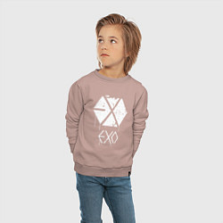 Свитшот хлопковый детский EXO лого, цвет: пыльно-розовый — фото 2